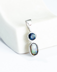 Boulder Opal with Blue Sapphire Silver Pendant