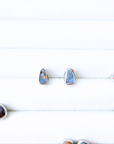 Boulder Opal Pale Sparkle Silver Stud Earrings