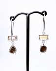 Boulder Opal and Bi-colour Tourmaline Silver Hook Earrings