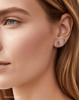 Boulder Opal Pale Sparkle Silver Stud Earrings