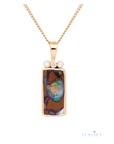 Australian Boulder Opal Diamonds 18k Yellow Gold Pendant