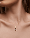 Australian Boulder Opal Diamonds Yellow Gold Pendant on model