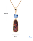 Australian Boulder Opal Pale Blue Sapphire Gold yellow gold 18k Pendant
