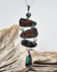 Australian Boulder Opal Queensland Sapphire Silver Pendant