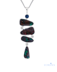 Australian Boulder Opal Queensland Sapphire Silver Pendant