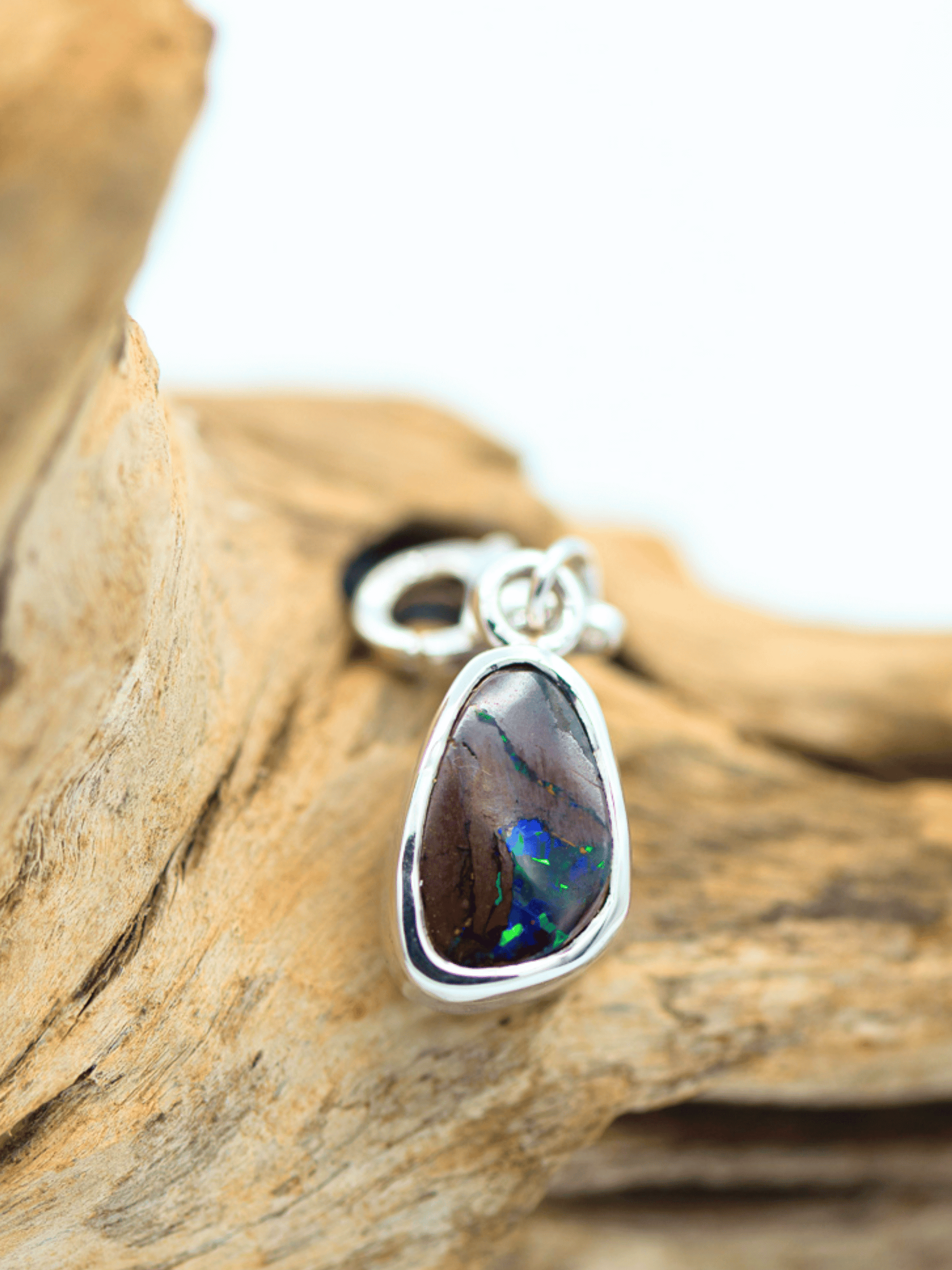 Boulder Opal Tear Drop Silver Bracelet Charm