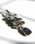 Australian Boulder Opal and Sapphire River Sterling Silver Pendant
