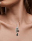 Australian Boulder Opal and Sapphire River Pendant on Model