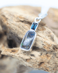 Australian Boulder Opal with Baguette Sapphire Silver Bracelet Charm