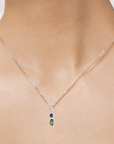 Australian Boulder Opal with Queensland Blue Sapphire Silver Pendant on model