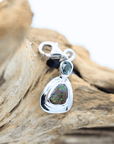 Australian Boulder Opal with Queensland Sapphire Silver Frame Bracelet Charm