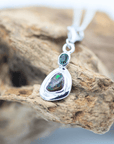 Australian Boulder Opal with Queensland Sapphire Silver Frame Bracelet Charm1
