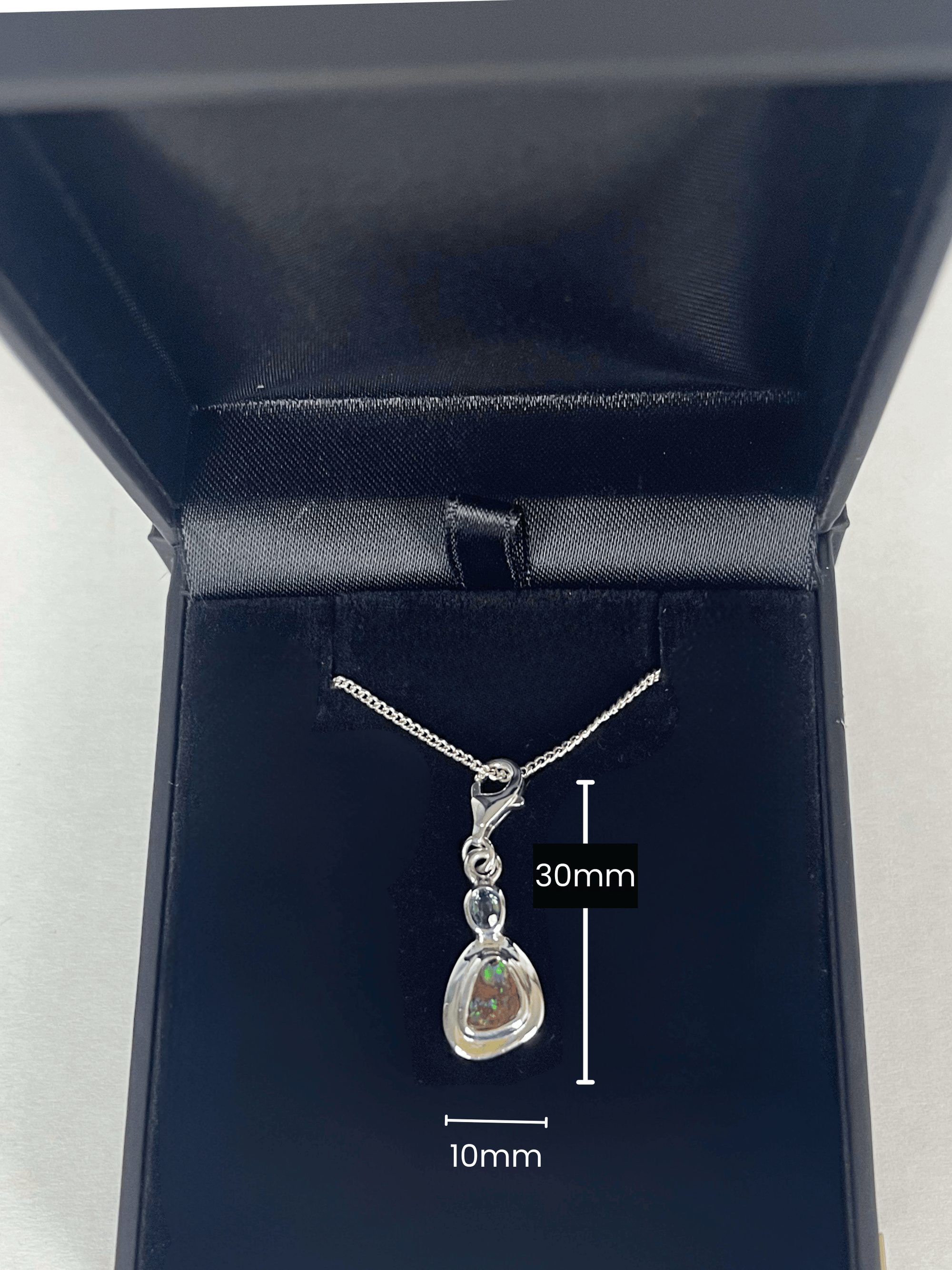 Australian Boulder Opal with Queensland Sapphire Silver Frame Bracelet Charm measurements