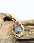 Australian Red Boulder Opal 18K Gold Pendant