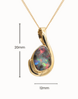 Australian Red Boulder Opal 18K Gold Pendant measurements