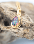 Australian Red Boulder Opal 18K Gold Pendant