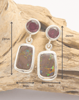 Boulder Opal and Purple Garnet Silver Drop Earrings