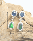 Boulder Opal and Royal Blue Sapphire Silver Drop Earrings
