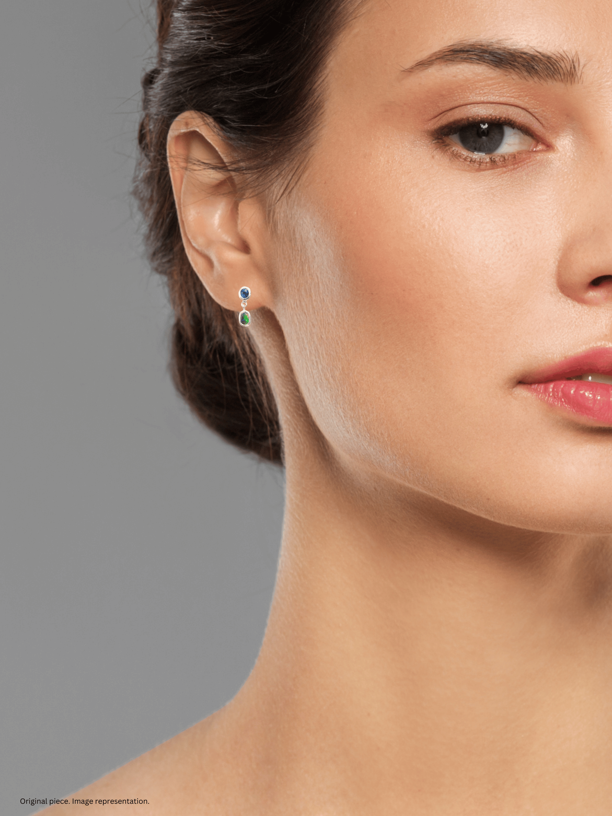 Boulder Opal and Royal Blue Sapphire Silver Drop Earrings
