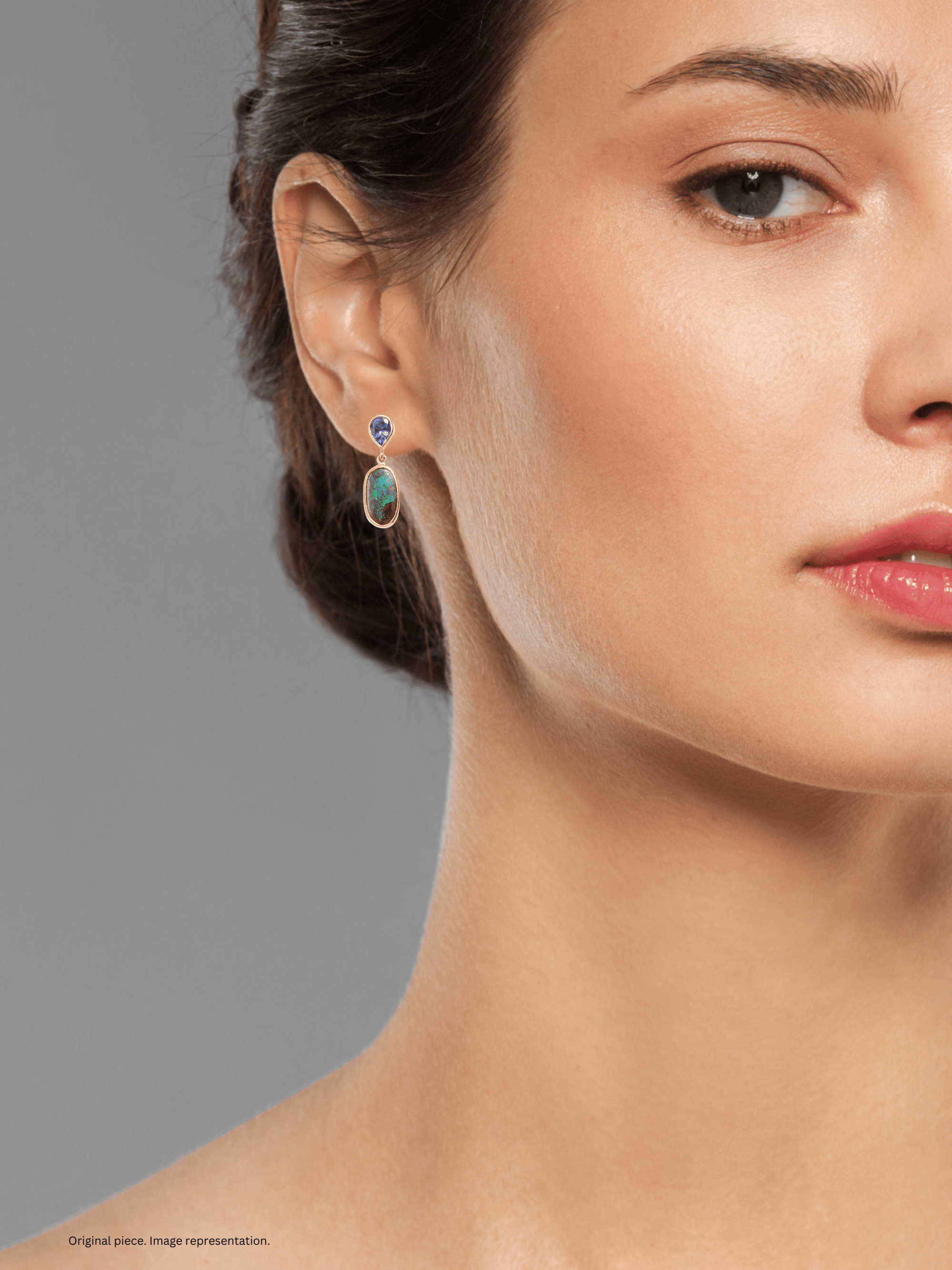 Boulder Opal and Tanzanite 18K Gold Drop Earrings