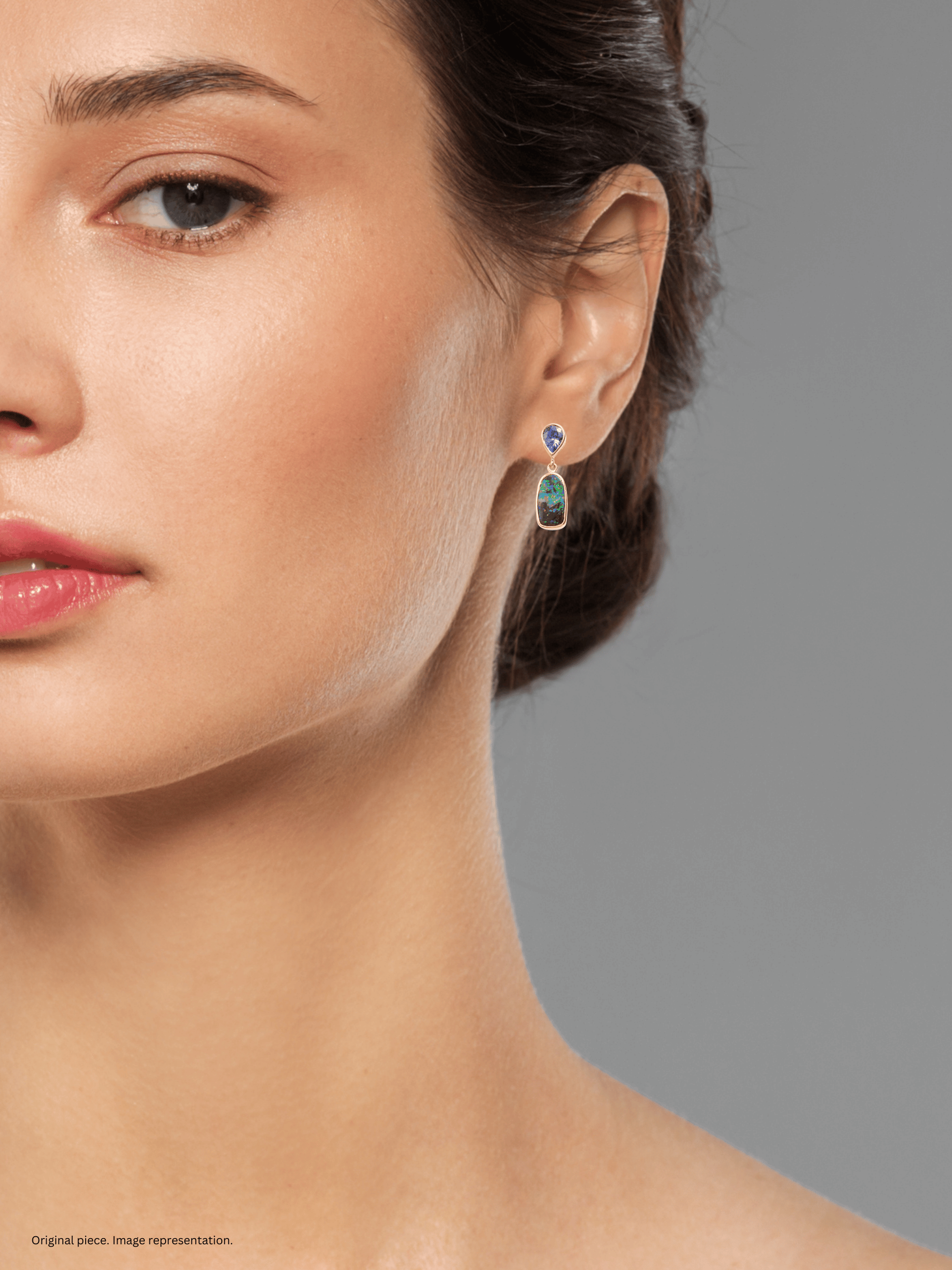 Boulder Opal and Tanzanite 18K Gold Drop Earrings