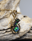 Harlequin Australian Boulder Opal Yellow Gold 18k Music Diamond Pendant