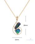 Harlequin Australian Boulder Opal Gold Music Diamond Pendant measurements