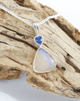 Lightening Ridge Opal with Blue Sapphire Silver Pendant
