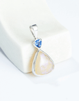 Lightening Ridge Opal with Blue Sapphire Silver Pendant