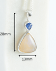 Lightening Ridge Opal with Blue Sapphire Silver Pendant measurments
