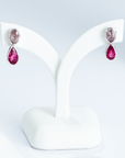 Pink Spinel and Tourmaline Silver Drop Earrings