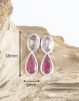 Pink Spinel and Tourmaline Silver Drop Earrings measurements