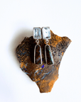 Boulder Opal and Aquamarine Double Drop Silver Earrings