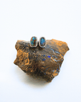 Boulder Opal Oval Silver Stud Earrings