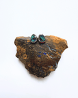 Boulder Opal Green Teardrop Silver Stud Earrings