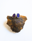 Boulder Opal Blue Pinfire Silver Stud Earrings