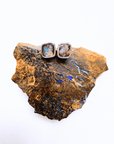 Boulder Opal Square Silver Stud Earrings