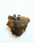 Boulder Opal Rectangle Silver Stud Earrings