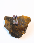 Boulder Opal, Pink Spinel and Blue Sapphire Silver Drop Earrings