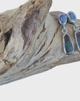 Boulder Opal and Pale Blue Sapphire Silver Drop Earrings
