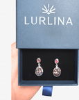 Boulder Opal Matrix and Ruby Drop Silver Earrings