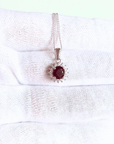 Ruby Halo Silver Pendant