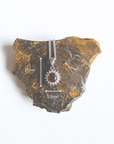 Ruby Halo Silver Pendant
