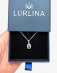 Sapphire Halo Silver Pendant