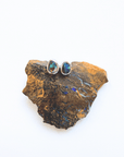 Boulder Opal Teardrop Silver Stud Earrings