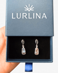 Boulder Opal and Green Marquise Sapphire Drop Silver Earrings