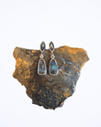 Boulder Opal and Green Marquise Sapphire Drop Silver Earrings