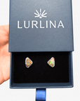 Boulder Opal Triangle Silver Stud Earrings