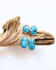 Persian Turquoise Double Drop Silver Earrings