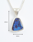 Electric Blue Boulder Opal Silver Pendant